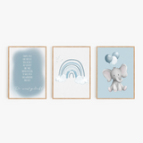 Poster Elefant blau