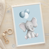Poster Elefant blau