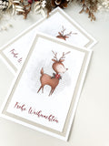 Weihnachtskarte Reh grau rot