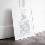 Patenbrief Taube blau