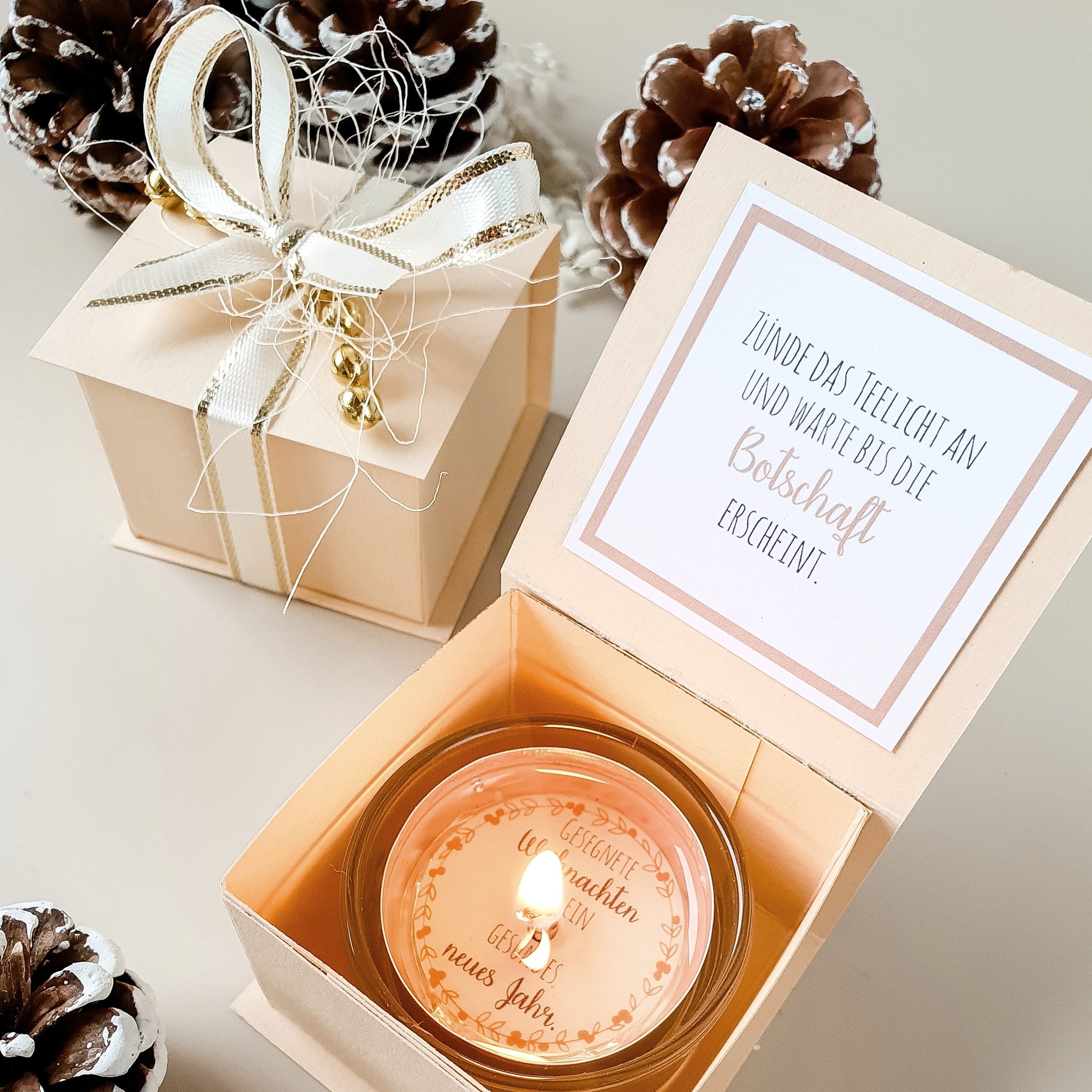 Teelicht Weihnachten beige – Das KartenWerk