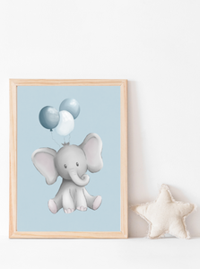 Poster Elefant blau