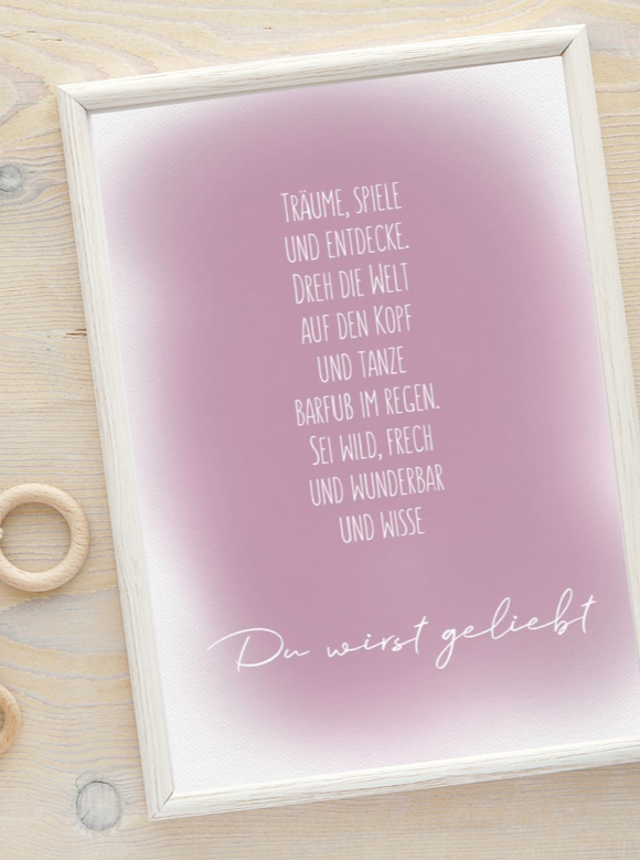 Poster Spruch rosa
