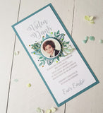 Danksagungskarte Blätterkranz blau