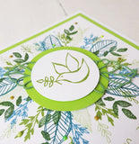 Einladungskarte Blätterkranz grün