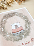 Weihnachtskarte Bär beige
