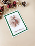 Weihnachtskarte Reh rot grün