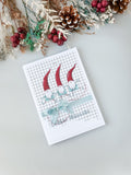 Weihnachtskarte Wichtel rot türkis
