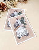 Weihnachtskarte Auto beige